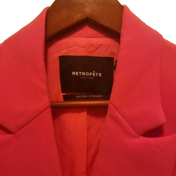 New $695 Retrofete Coat Women Hyper Pink Large Kristen Cutaway Bergdorf Goodman - Picture 10 of 15